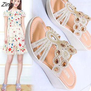 kamames Sandals Women 2023 Ladies Boho Slides Women Slippers Sandals Summer Crystal Shoes Peep Toe Flat Sandals