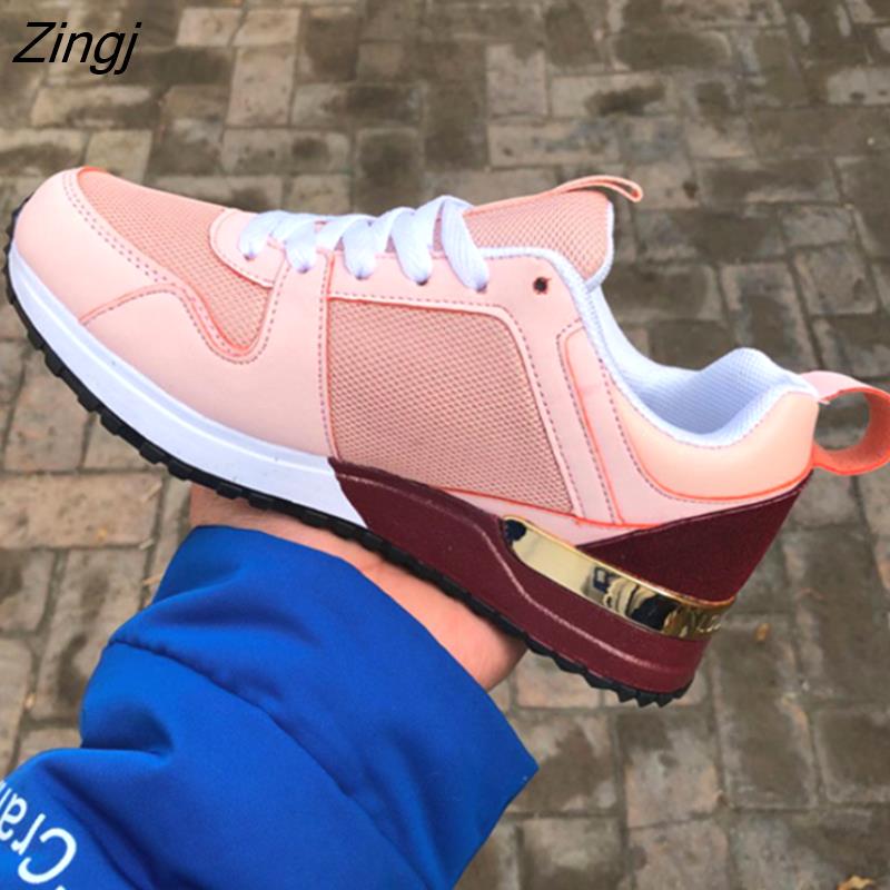 kamames Fashion Women's Sneakers Leopard Print Leather Thick Bottom Increased Sneakers Casual Comfortable Sports Shoes For Ladies