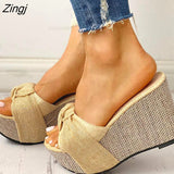 kamames Gift Feet Chain Slip On Leisure Platform Summer Sandals 2023 Wedges High Heels Women Shoes Woman Mules Flip Flops