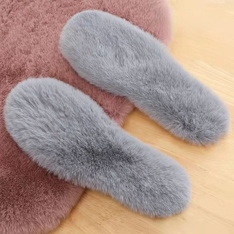 kamames Rabbit Fur Insoles Winter Soft Thick Warm Fluffy Shoe Accessories Plush Insole Cotton Insole Men Women Warm Insole
