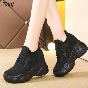 kamames Heels Platform Sneakers Women Breathable Air Mesh Wedge Sock Shoes Woman 2023 Spring Casual Shoes Zapatos De Mujer