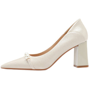 kamames Satin Temperament High Heels, Single Shoes, White Cheongsam Shoes, Bridesmaid Shoes, Daily Wedding Shoes, Female Bride Shoes