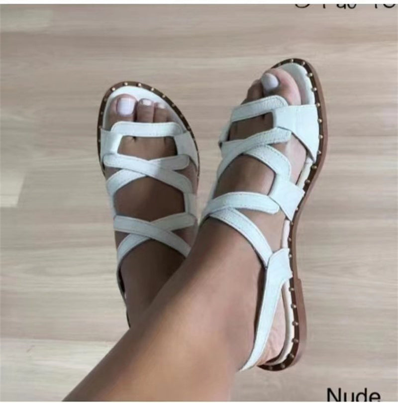 kamames female fairy wind 2022 summer new fashion all-match strap Roman sandals ins tide beach flat shoes flat sandals