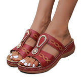 kamames Drill Exclamation Mark Slippers Women's Shoes Large Size Casual Pedaling Sewing Thread Slope Striped Sandals