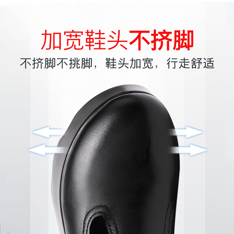 kamames Heel Slope Shallow Mouth Single Shoes 2023 Autumn New Muffin Thick Bottom Waterproof Table Round Head Large Size Female Mother Shoes