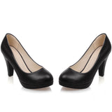 kamames Sgesvier Black White Women Pumps High Heels Shoes Thick Heel Round Toe Pumps Size 32-48 Summer Autumn Fashion Shoes Ladies B207