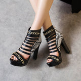 kamames Sgesvier 2019 Platform High Heels Gladiator Sandals Women Pumps Red Rome Chains Ankle Boots Summer Ladies Shoes Peep Toe G269