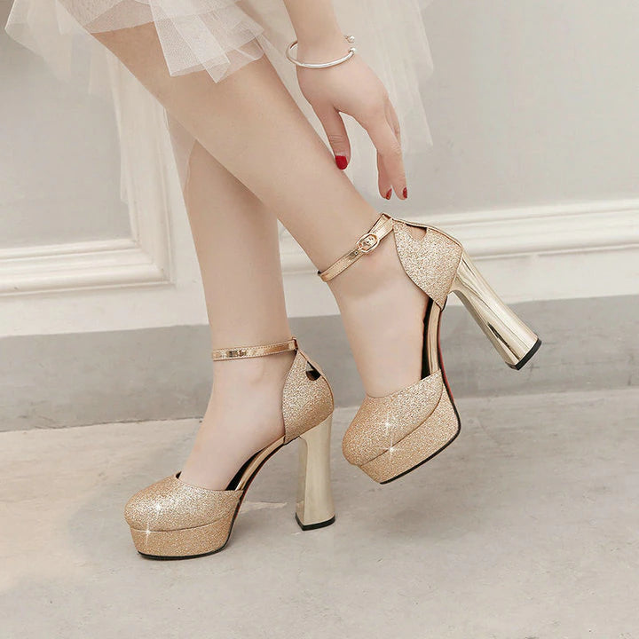 kamames Sandals High Heels Women Platform Shoes Fashion Sequined Super High Heels Pumps Gold Silver Red Sole Party Shoes
