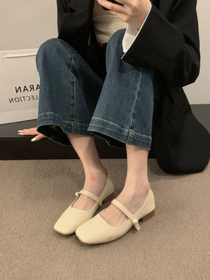 kamames Gentle Wind Evening Shoes Shallow Mouth Square Head Thick Heels Grandma Shoes With Skirt Fairy Style Soft Soles