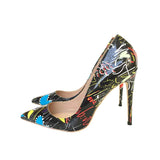 kamames Graffiti Colorful Women Pumps Sexy Women High Heels Wedding Party Women Shoes Stilettos 12 cm QP026 ROVICIYA