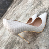 kamames Pumps Famous Brand Designer Shoes for Women Snake's Pattern Pointed Toe Sexy High Heels 12 cm plus size YG021 ROVICIYA