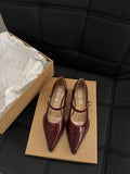 kamames Heels Retro Mary Shoes, High Heels, Women's Shoes, Black Shoes, Autumn And Winter Korean Version Of Sensitive Shoes, Small Leather Shoes.