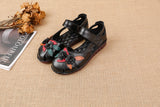 kamames Head Layer Cowhide Cow Tendon Bottom Mother Shoes Flat Sandals Hole Hole Anti-Slip Soft Bottom Soft Surface National Wind