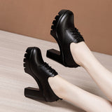 kamames Head Deep Mouth Single Shoes 2023 Autumn And Winter New Waterproof Table Thick Heels Thickened Large Muffin Women's Shoes
