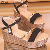 kamames Heels Women Summer Shoes Wedges Bohemian Women Sandals Flat Platforms Diamond Beach Sandles Open Toe Women Shoes