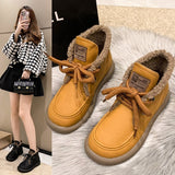 kamames Fur New Women Ankle Snow Boots Comfortable Thick Plush Keep Warm Sneakers Ladies Flock Platform Cotton Shoes Botas Mujer