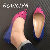 kamames Flat Women Shoes Classics Pointed Toe Shoes Fashion Women Party Wedding Gradation Color Rose Pink Blue MD036 ROVICIYA