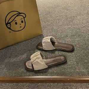 kamames Flat Slippers In The Summer Of 2024 Women Wear Flip-Flops, Flat Heels, Pregnant Women's Comfortable And Fashionable Square-Toe Shoes.