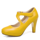kamames Sgesvier 2020 Plus size 32-48 women pumps thick high heels platform party shoes summer shallow shoes woman black yellow