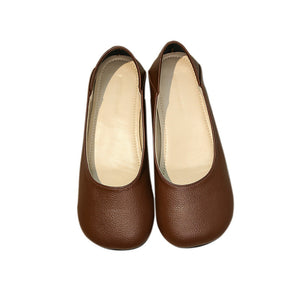 kamames Grandma Shoes Women's Summer 2024 New Flat-Soled Shallow Single Shoes Retro Mango Head Bean Shoes Low-Heeled Leather Shoes