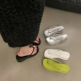 kamames Sandwiched Herringbone Slippers Women's Shoes 2024 New Summer Heightened Thick-Soled Beach Sandals