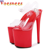 kamames European And American Fashion New Extreme High 20CM Pole Dance Shoes Model Sexy Walk Show Transparent High-heeled Sandals Women