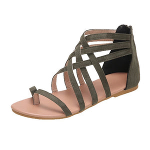 kamames Sandals 2023 Summer New Multi-Color Large-Size Sandals Women's Suede Open-Toe One-Word Buckle Flat Shoes