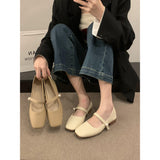kamames Gentle Wind Evening Shoes Shallow Mouth Square Head Thick Heels Grandma Shoes With Skirt Fairy Style Soft Soles