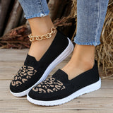 kamames Head, Low Heel, Flying Mesh Single Shoes, Women's Breathable Color Leopard Print Flat Soles Shoes