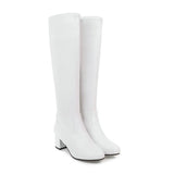 kamames Fashion Zipper Knee High Boots Women Soft Pu Leather Thick High Heels Long Boots Autumn Winter Woman Shoes Size 34-43