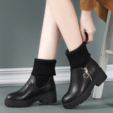 kamames Flat-Soled Short Boots Women's Thick-Soled Rice White Martin Boots With Plush Thread British Style Fashion Brand Women's Cotton Shoes