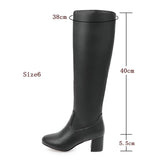 kamames Fashion Zipper Knee High Boots Women Soft Pu Leather Thick High Heels Long Boots Autumn Winter Woman Shoes Size 34-43