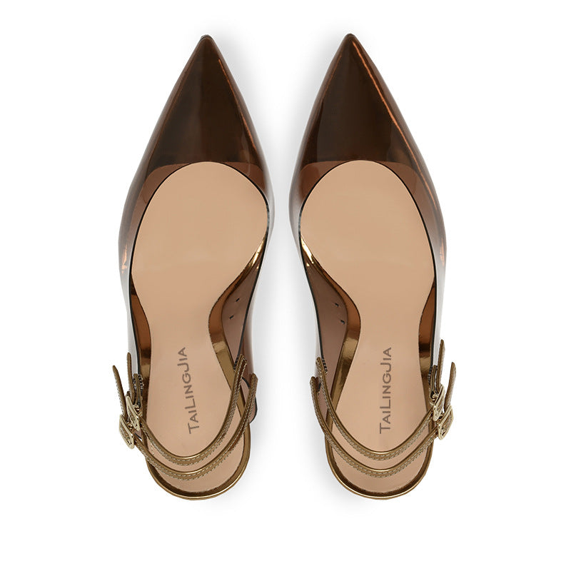 kamames Fashion Women's Shoes Are Now Made Into Sexy Pointed Transparent PVC High-Heeled Shoes.