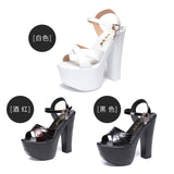 kamames Heel Sandals Thick-Soled Catwalk Shoes Super High Heel Waterproof Platform 15Cm Nightclub Women's Shoes Large Size Hate Banquet Sandals