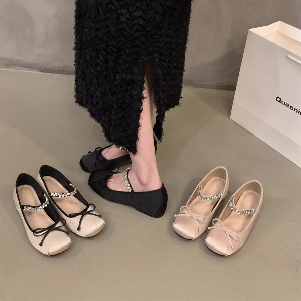 kamames Heightened Pink Ballet Shoes Women's Shoes 2024 New French Spring And Autumn Mary Jane Gentle Evening Shoes