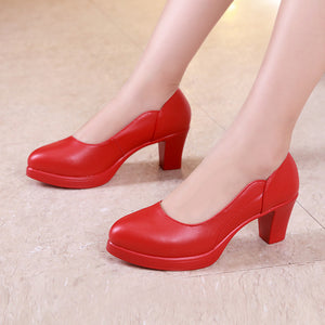 kamames High-Heeled, Thick-Heeled Work Shoes, Professional Work Shoes, Pointed Middle-Aged And Elderly Mother Shoes, Cheongsam, Show Women's Single Shoes.
