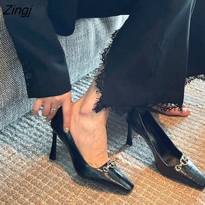 kamames Designer Sexy Lady Fashion Women Shoes Black Patent Leather Pointy Toe High Heels Pumps Party Shoes