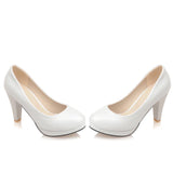 kamames Sgesvier Black White Women Pumps High Heels Shoes Thick Heel Round Toe Pumps Size 32-48 Summer Autumn Fashion Shoes Ladies B207