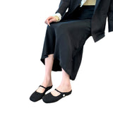 kamames Gentle Semi-Slippers Flat-Soled Shoes Women's Bag Head With A Soft Sole Silver Mary Jane Women's Shoes Temperament Word Flip-Flops