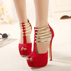 kamames Sandals Women's Heels Fish Mouth Waterproof Table Summer 45 Color Large Size Shoes