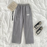 kamames Harajuku Thick Warm Corduroy Wide Leg Pants Women Winter Letter High Waist Elastic Sweatpants Women Chic Korean Y2k Pants