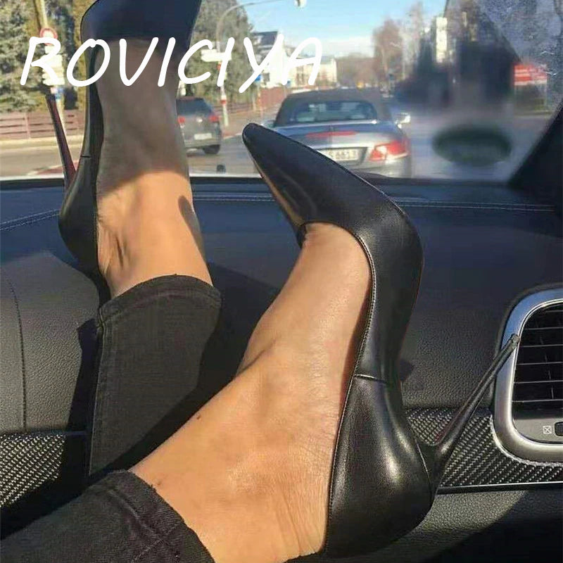kamames pumps pointed toe 12cm high heels sexy shallow women shoes party evening shoes metal heel 10cm 8cm YG041 ROVICIYA