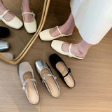kamames Gentle Semi-Slippers Flat-Soled Shoes Women's Bag Head With A Soft Sole Silver Mary Jane Women's Shoes Temperament Word Flip-Flops