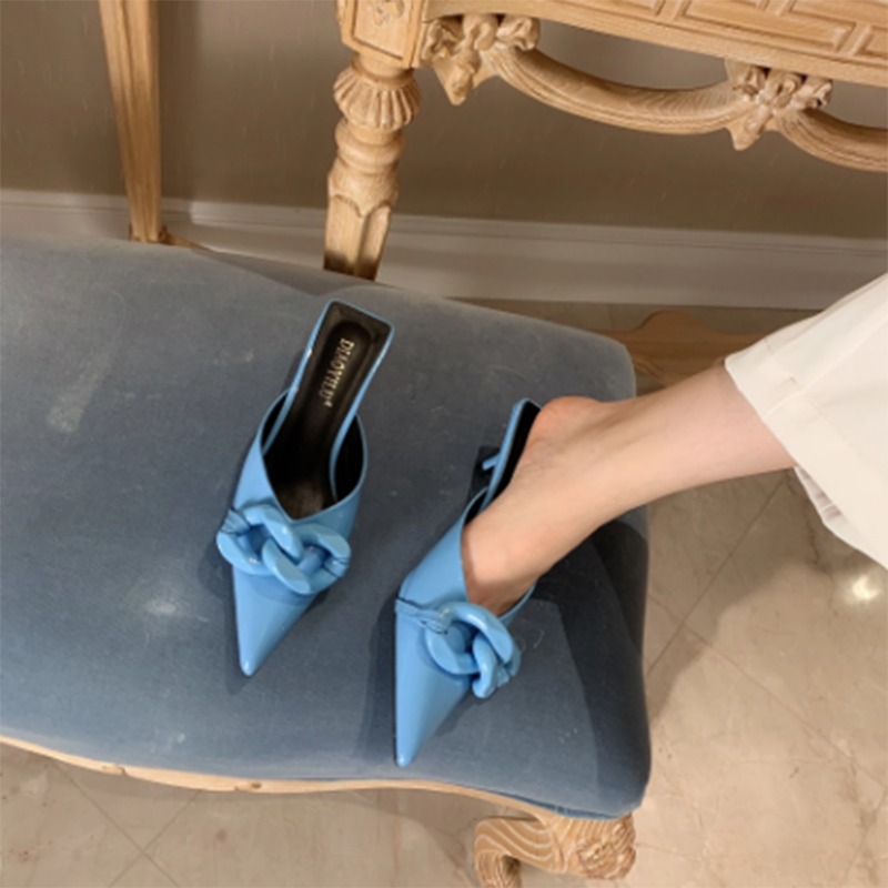 kamames Heels Summer Slipper 2022 Women Shoes on Heels Fashion Candy Colors Pointed Slipper Outdoor Heels Sandals Zapatos De Mujer