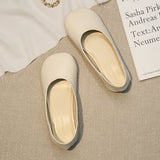 kamames Grandma Shoes Women's Summer 2024 New Flat-Soled Shallow Single Shoes Retro Mango Head Bean Shoes Low-Heeled Leather Shoes