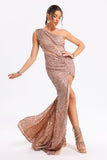 Kamames Constance Sequins Side Slit Maxi Dress