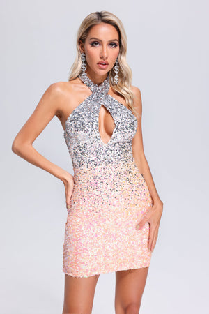 kamames Donia Gradient Sequin Mini Dress