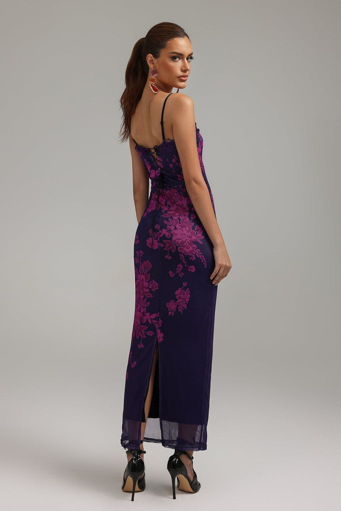 kamames Hattie Halter Printed Mesh Dress