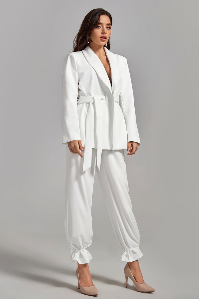 kamames Helen Pure Color Double Tie-up Blazer Set