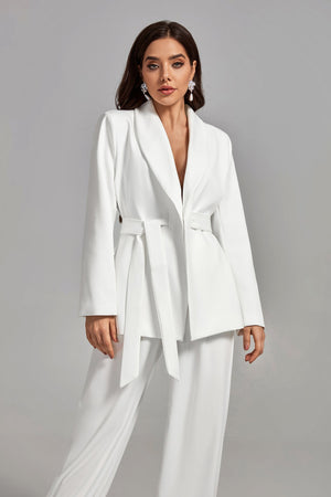 kamames Helen Pure Color Double Tie-up Blazer Set